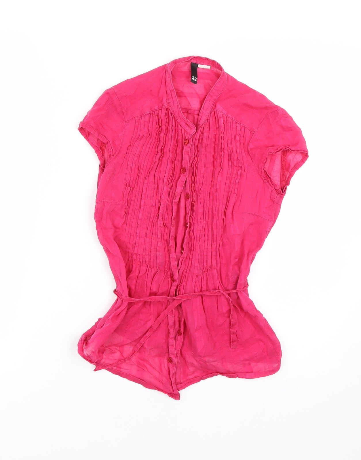 Womens UK Size 4 H&M Pink Basic Button-Up
