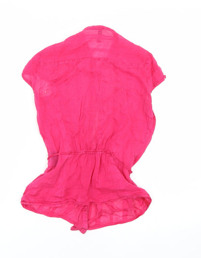 Womens UK Size 4 H&M Pink Basic Button-Up