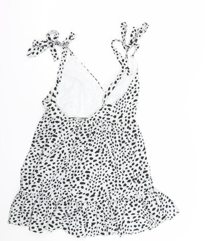 Shien Womens White Polka Dot  Tank Dress  Size S