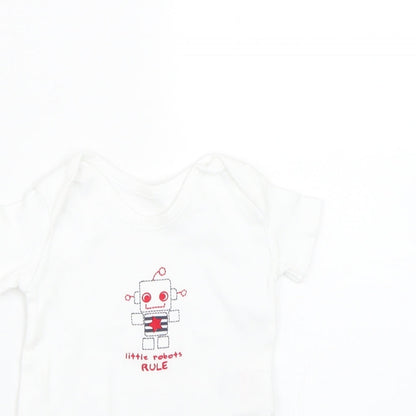 Matalan Baby White   Basic T-Shirt Size 0-3 Months  - Robot