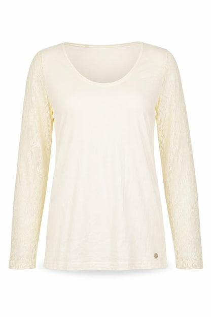 Miss BAron Womens Beige Floral  Basic T-Shirt Size L