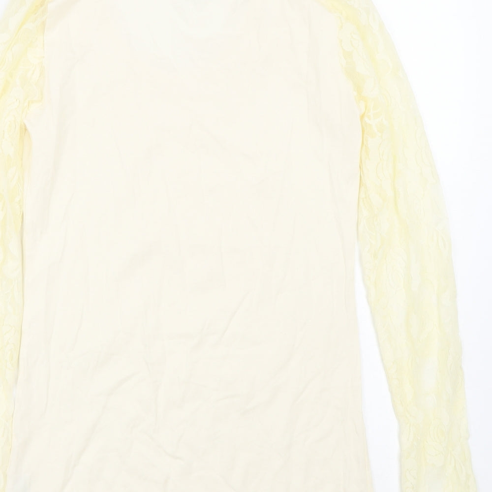 Miss BAron Womens Beige Floral  Basic T-Shirt Size L