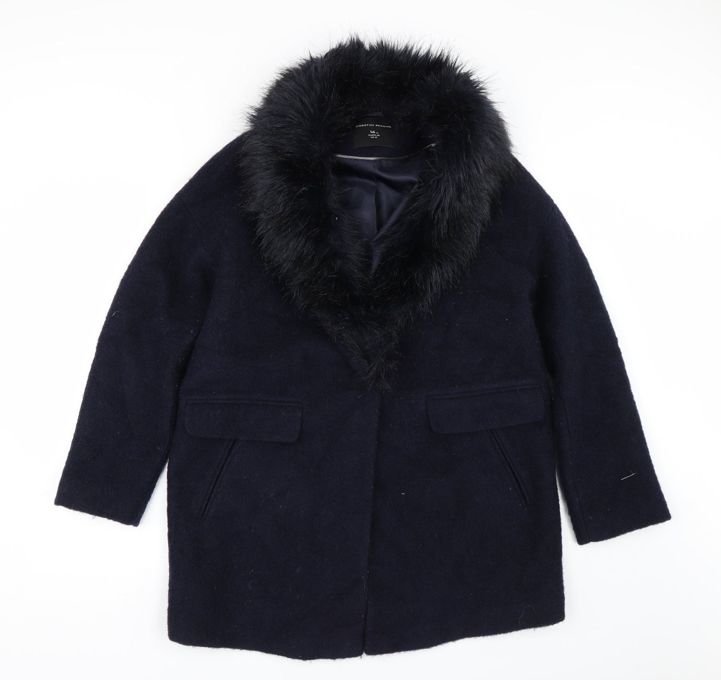 Womens UK Size 14 Dorothy Perkins Blue Overcoat
