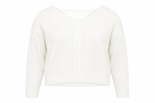 Front view of Miss Selfridge women’s white jumper, size UK 16