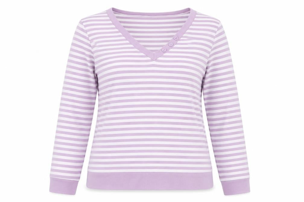 Bonmarché Womens Purple Striped  Basic T-Shirt Size M