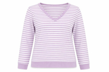 Bonmarché Womens Purple Striped  Basic T-Shirt Size M