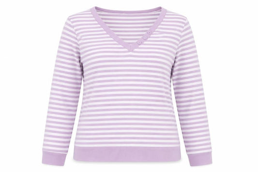 Bonmarché Womens Purple Striped  Basic T-Shirt Size M