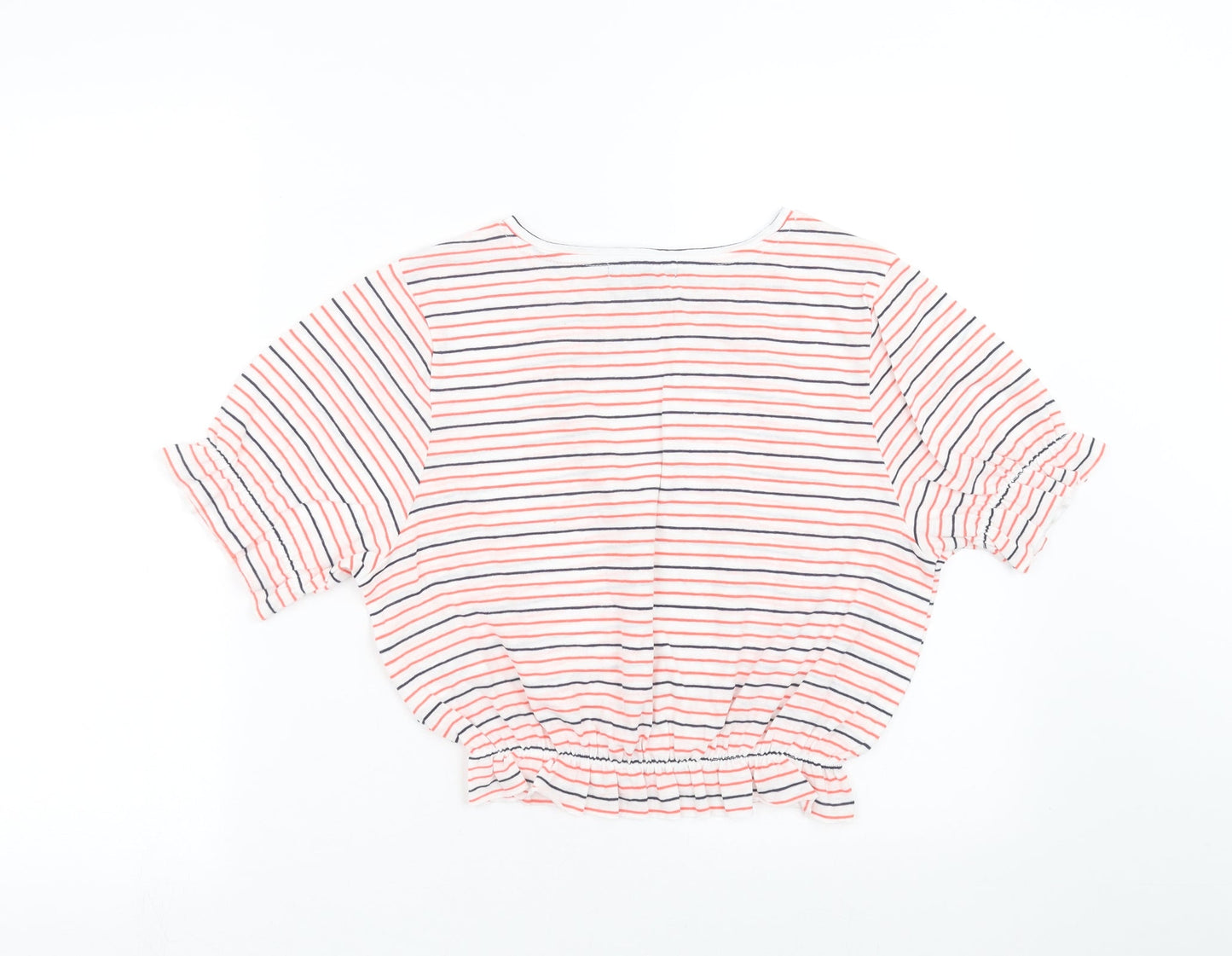 Primark Womens White Striped  Cropped T-Shirt Size S