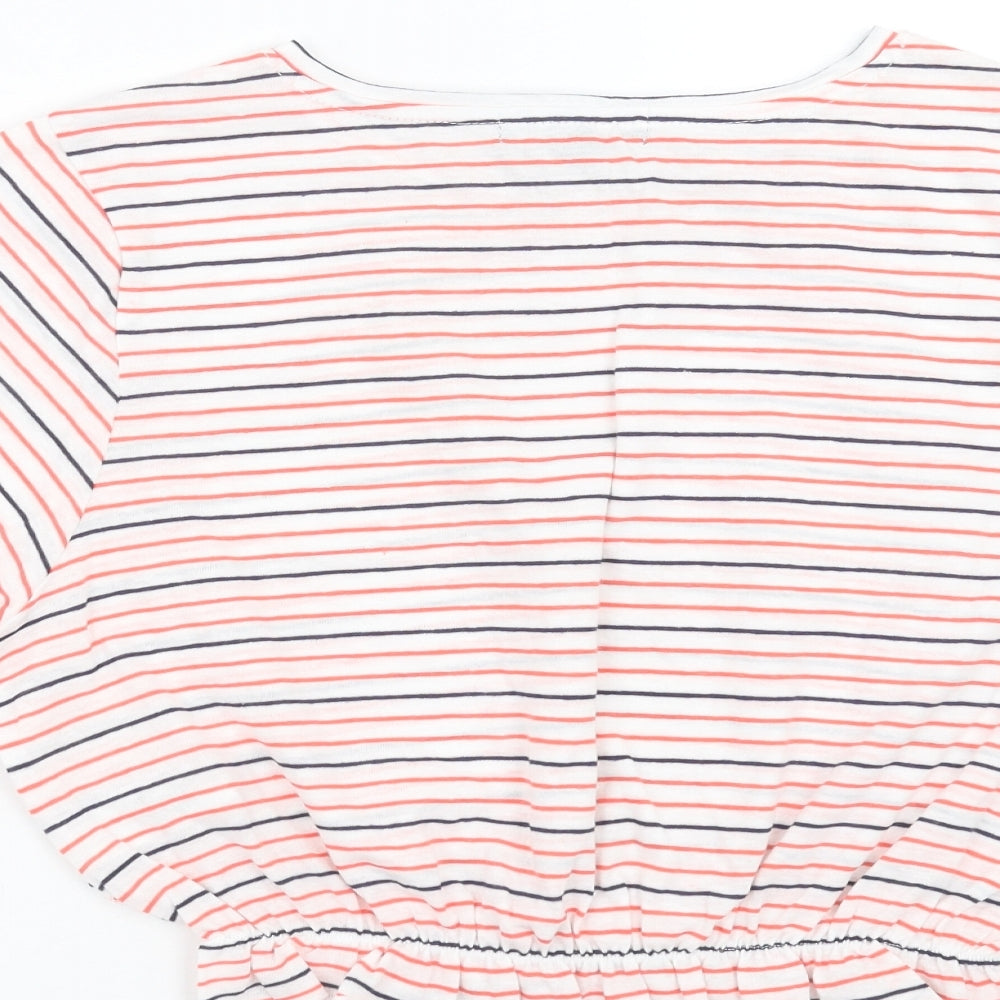 Primark Womens White Striped  Cropped T-Shirt Size S