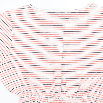 Primark Womens White Striped  Cropped T-Shirt Size S