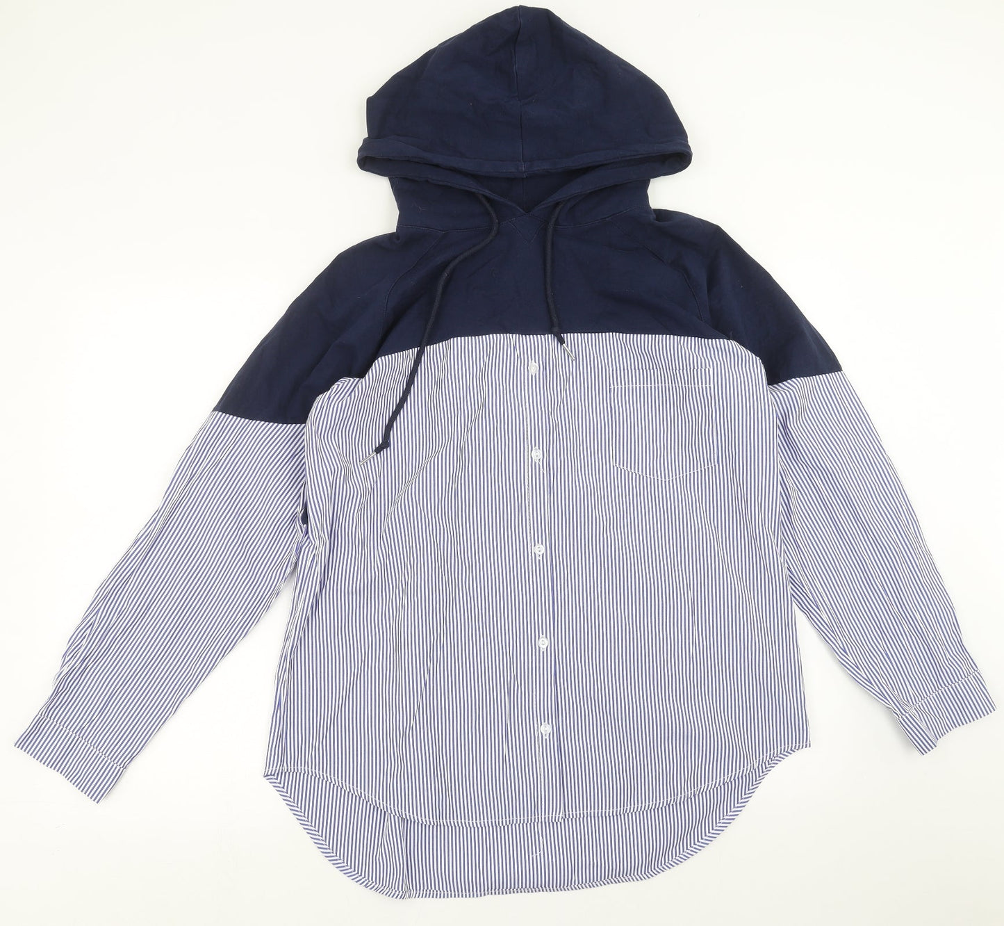 SheIn Womens Blue Striped  Pullover Hoodie One Size