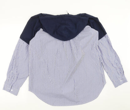 SheIn Womens Blue Striped  Pullover Hoodie One Size