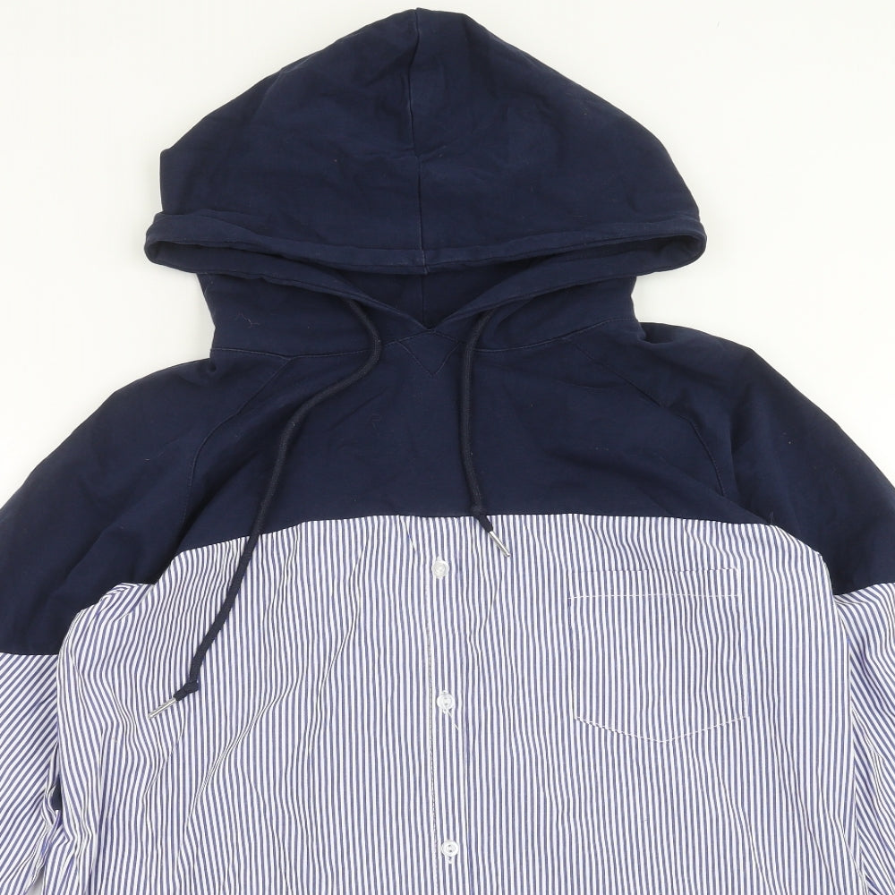 SheIn Womens Blue Striped  Pullover Hoodie One Size
