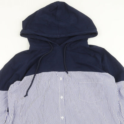 SheIn Womens Blue Striped  Pullover Hoodie One Size