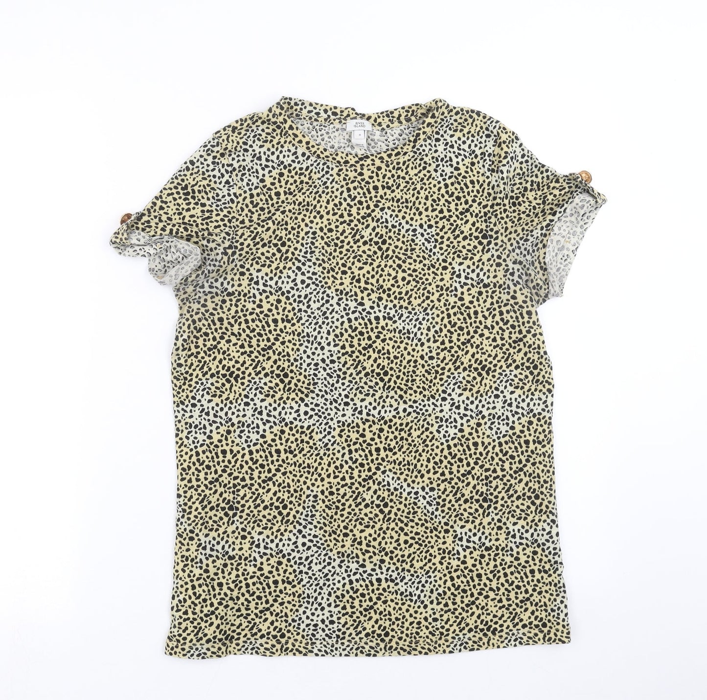 Womens UK Size 8 River Island Beige Basic T-Shirt