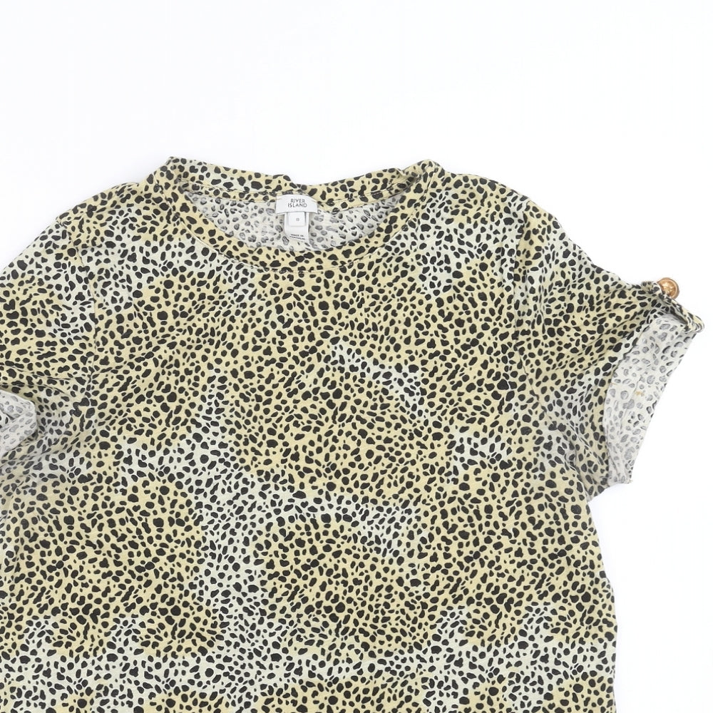 Womens UK Size 8 River Island Beige Basic T-Shirt