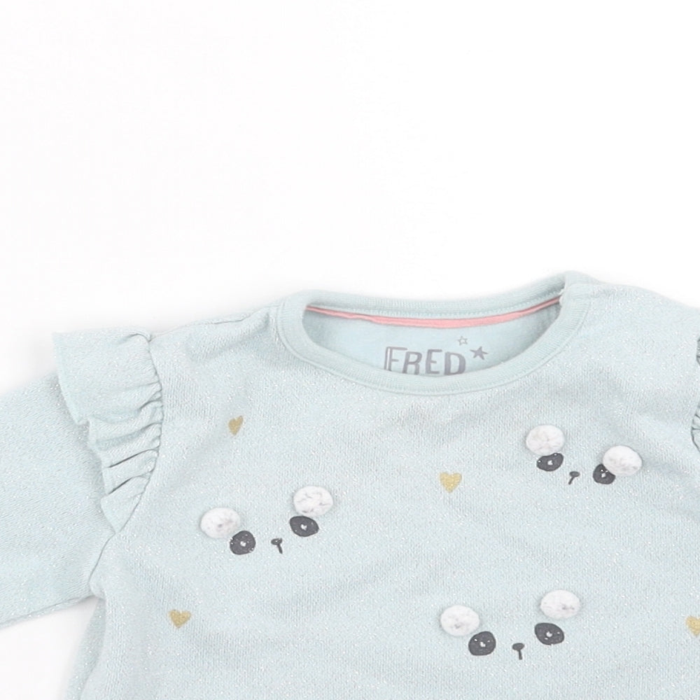 F&F Baby Green   Pullover Jumper Size 3-6 Months  - faces