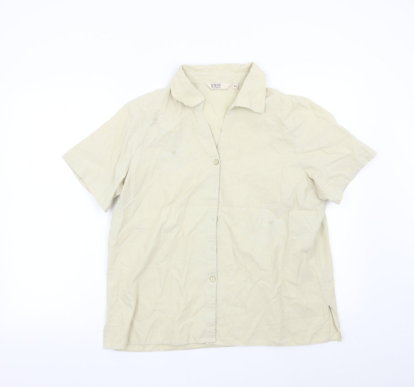 EWM Womens Beige   Basic Button-Up Size 16