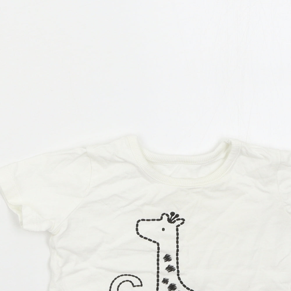 George Baby White   Basic T-Shirt Size 6-9 Months  - Giraffe