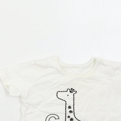 George Baby White   Basic T-Shirt Size 6-9 Months  - Giraffe