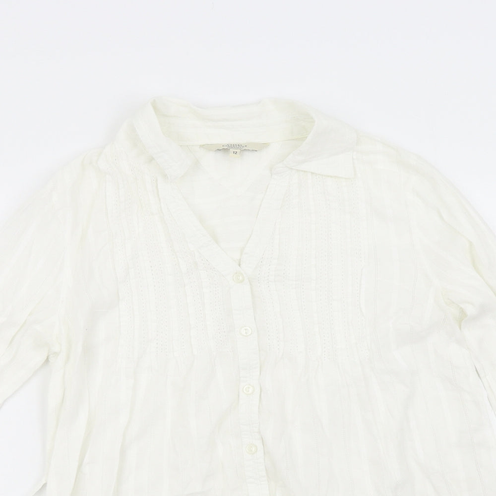 Womens UK Size 12 Debenhams Ivory Basic Button-Up