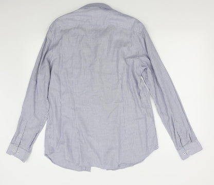 Mens UK Size L Burton Blue  Button-Up Long Sleeve Casual Shirt