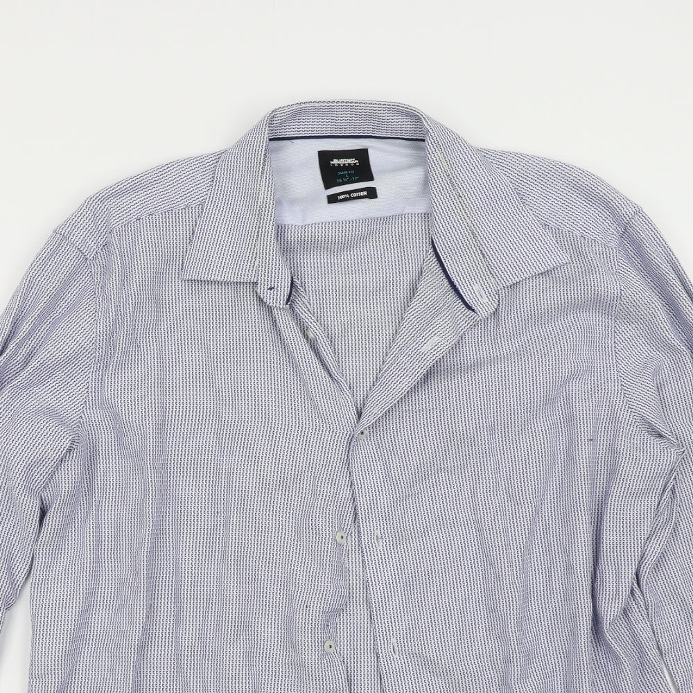 Mens UK Size L Burton Blue  Button-Up Long Sleeve Casual Shirt