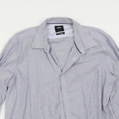 Mens UK Size L Burton Blue  Button-Up Long Sleeve Casual Shirt