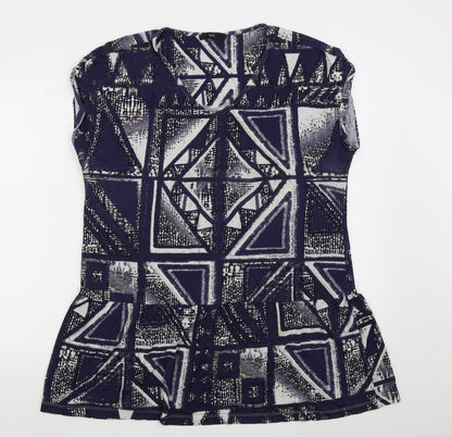 NEXT Womens Blue Geometric  Basic Blouse Size L