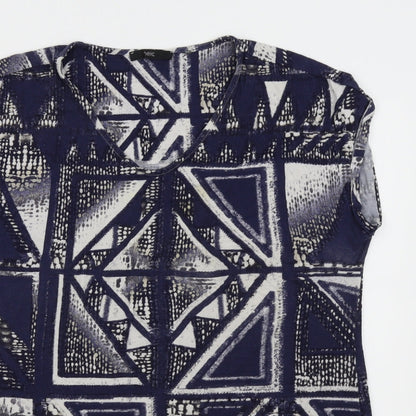 NEXT Womens Blue Geometric  Basic Blouse Size L