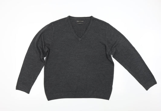 M&S Mens Grey  Knit Pullover Jumper Size L