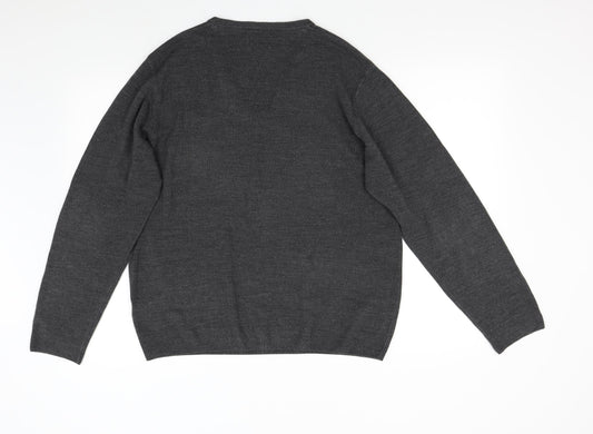 M&S Mens Grey  Knit Pullover Jumper Size L