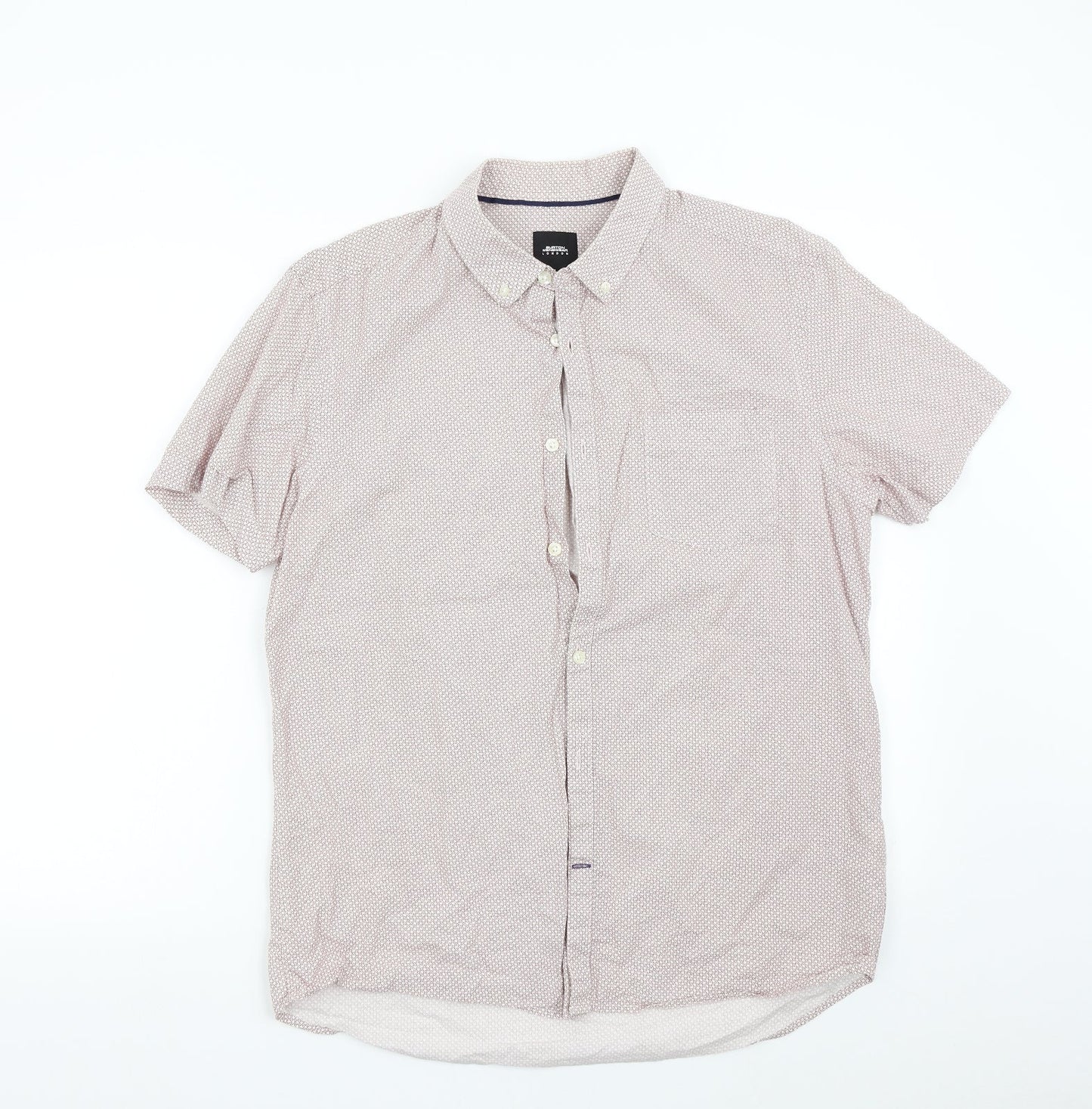Mens UK Size L Burton Red  Button-Up Short Sleeve Casual Shirt