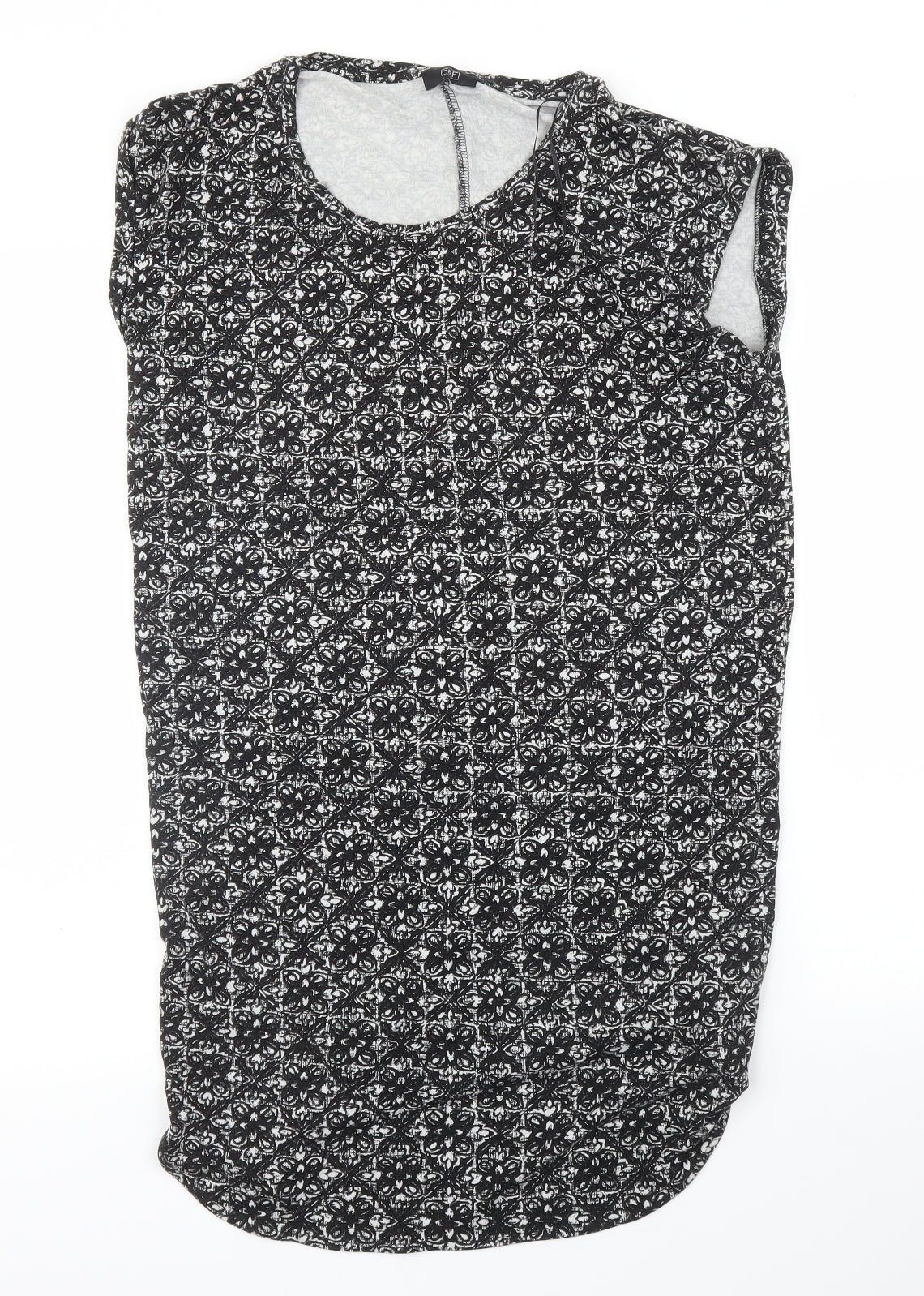 F&F Womens Black Floral  Tunic Blouse Size 6