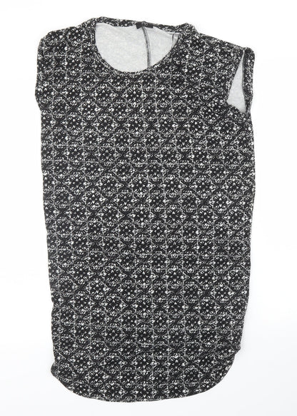 F&F Womens Black Floral  Tunic Blouse Size 6