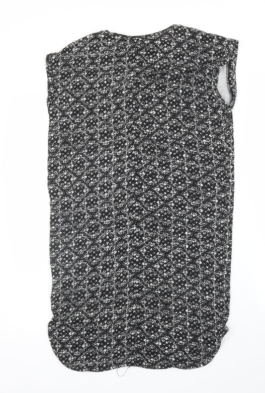 F&F Womens Black Floral  Tunic Blouse Size 6