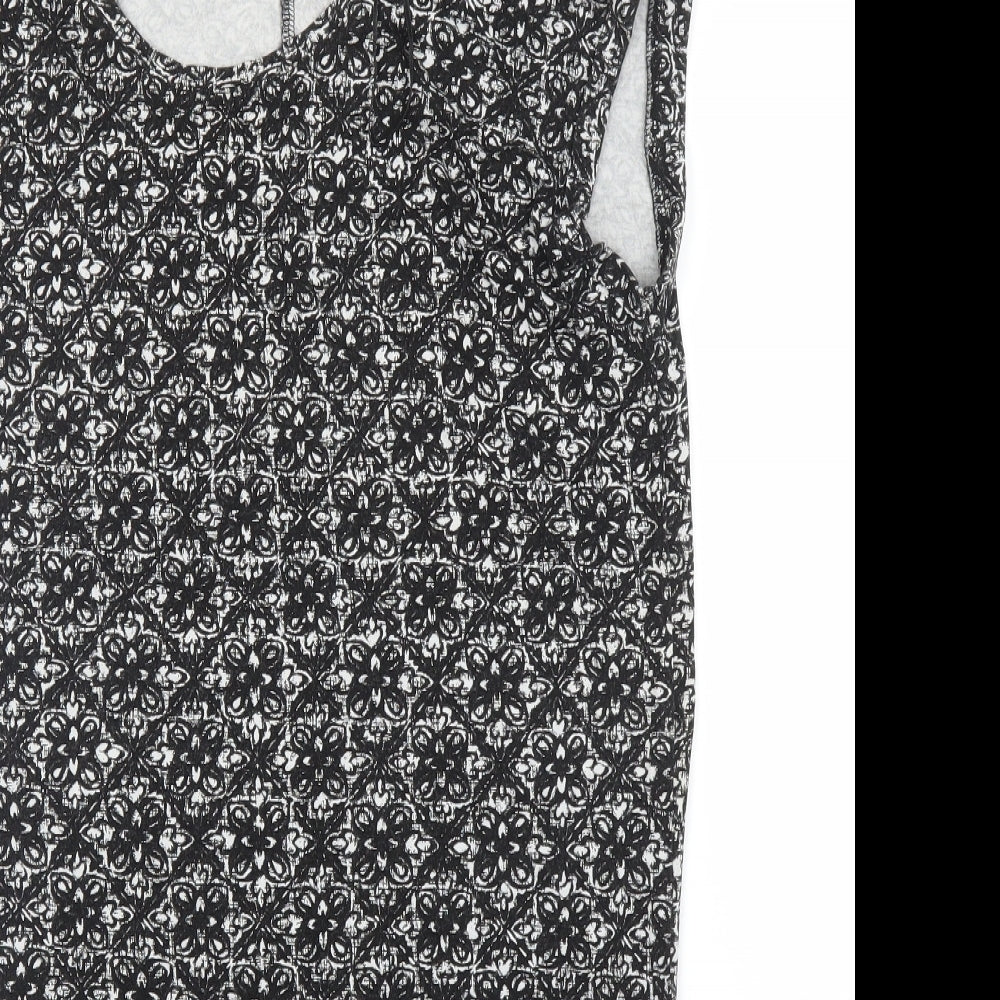 F&F Womens Black Floral  Tunic Blouse Size 6