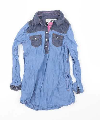 H&M Girls Blue  Denim Tunic Blouse Size 5 Years