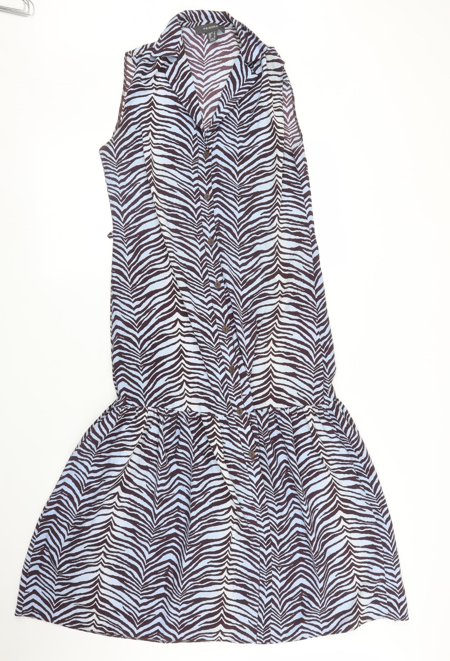 Primark Womens Blue Animal Print  A-Line  Size 6  - Zebra print