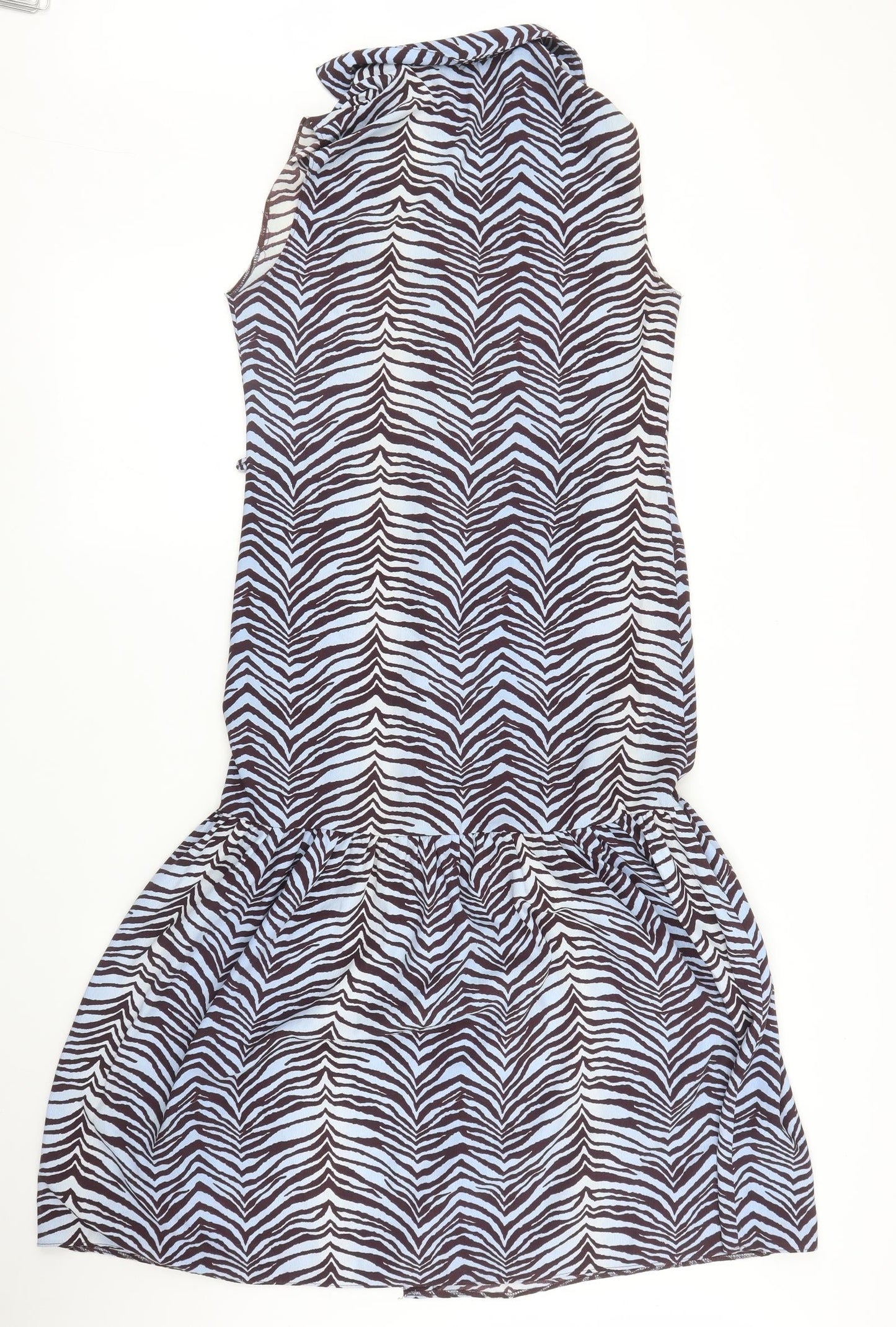 Primark Womens Blue Animal Print  A-Line  Size 6  - Zebra print