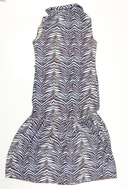 Primark Womens Blue Animal Print  A-Line  Size 6  - Zebra print