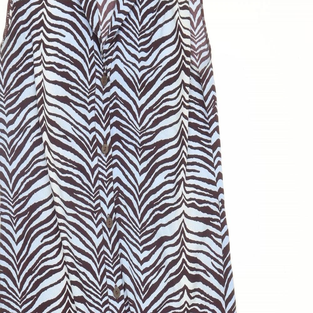 Primark Womens Blue Animal Print  A-Line  Size 6  - Zebra print