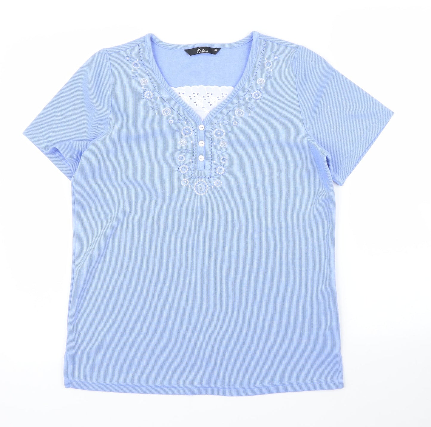 Womens UK Size XS BM Blue Basic T-Shirt
