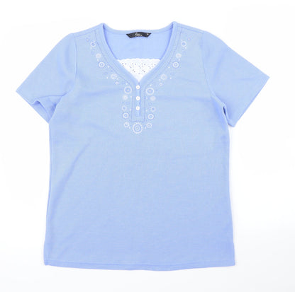Womens UK Size XS BM Blue Basic T-Shirt