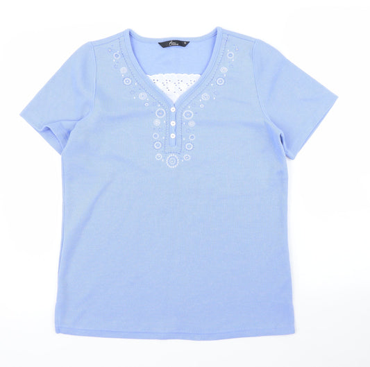 Womens UK Size XS BM Blue Basic T-Shirt
