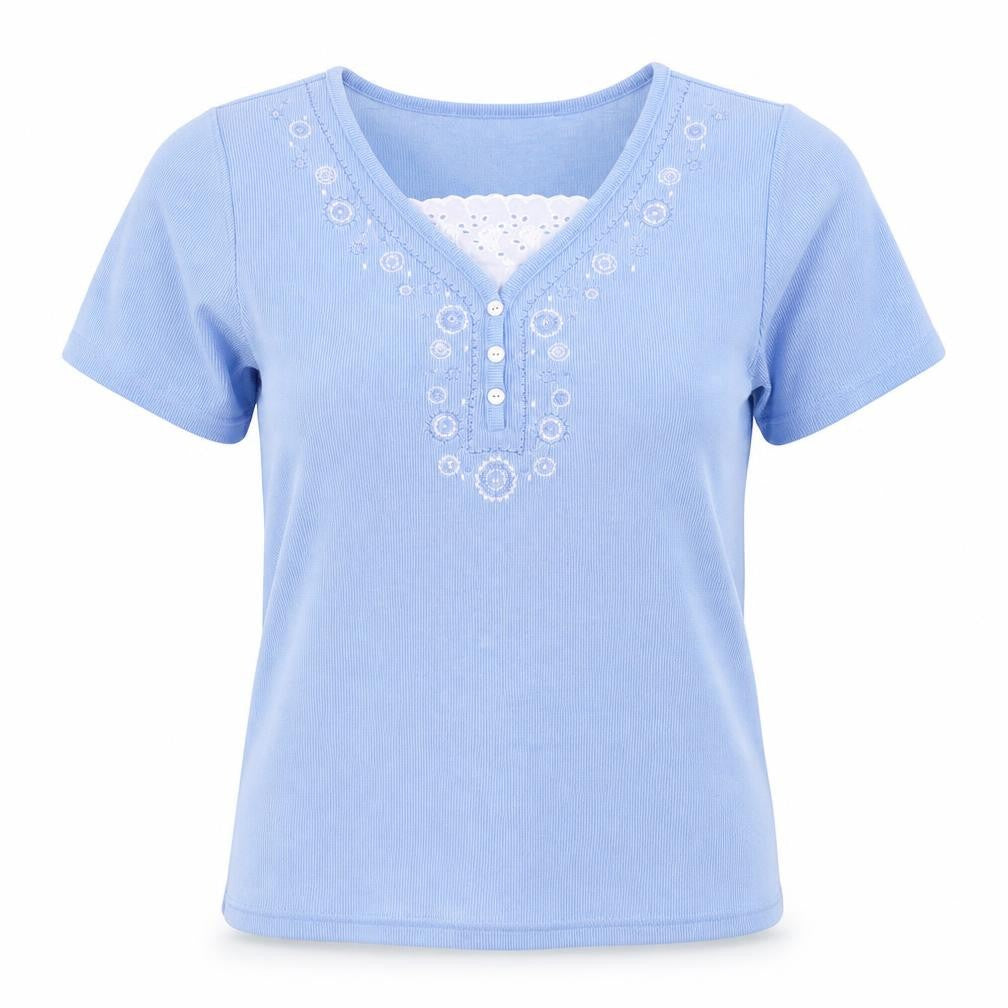 Bonmarché Womens Blue Floral  Basic T-Shirt Size XS