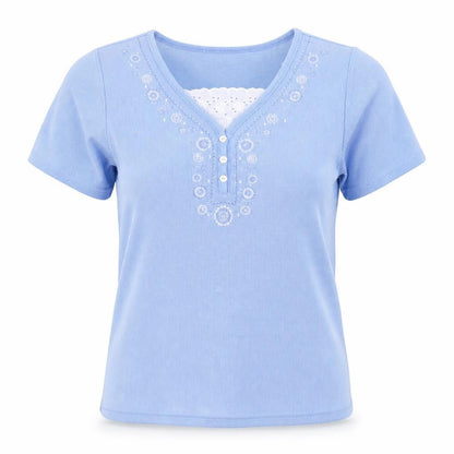 Bonmarché Womens Blue Floral  Basic T-Shirt Size XS