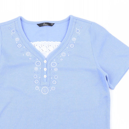 Womens UK Size XS BM Blue Basic T-Shirt