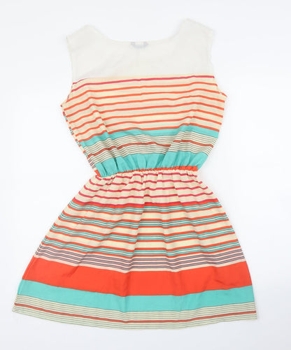 Preworn Womens Orange Striped  A-Line  Size M