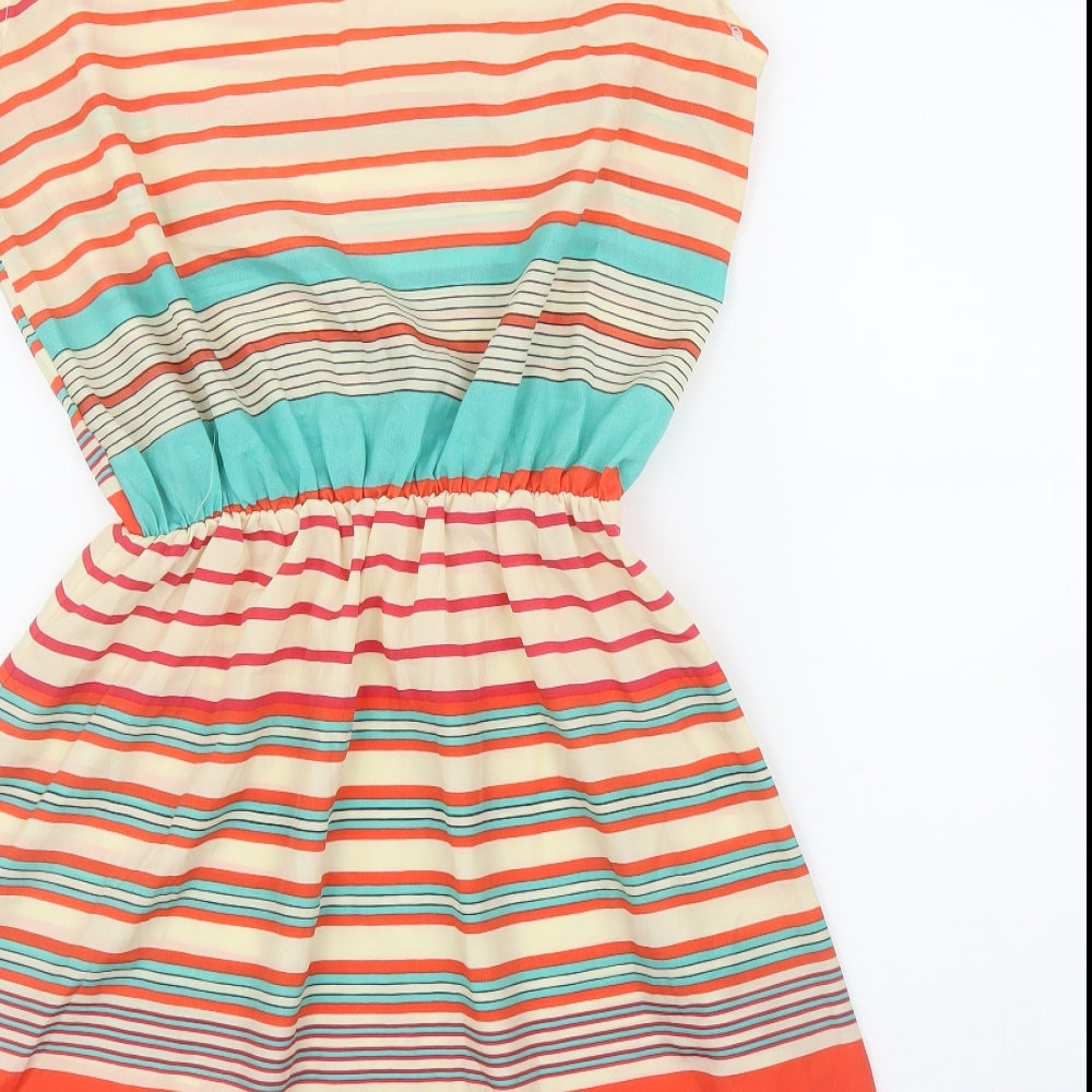 Preworn Womens Orange Striped  A-Line  Size M